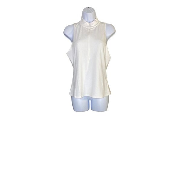 GUESS Womens Sleeveless Jennilyn Mock-Neck Top Pure White Size Large‎ NEW NWT - Picture 1 of 6